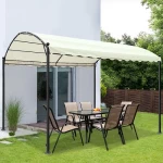 Steel Garden Sunshade Awning with Corrugated Sheet Roof, Round Columns, Height 3 meter, Panel Width 2 meters